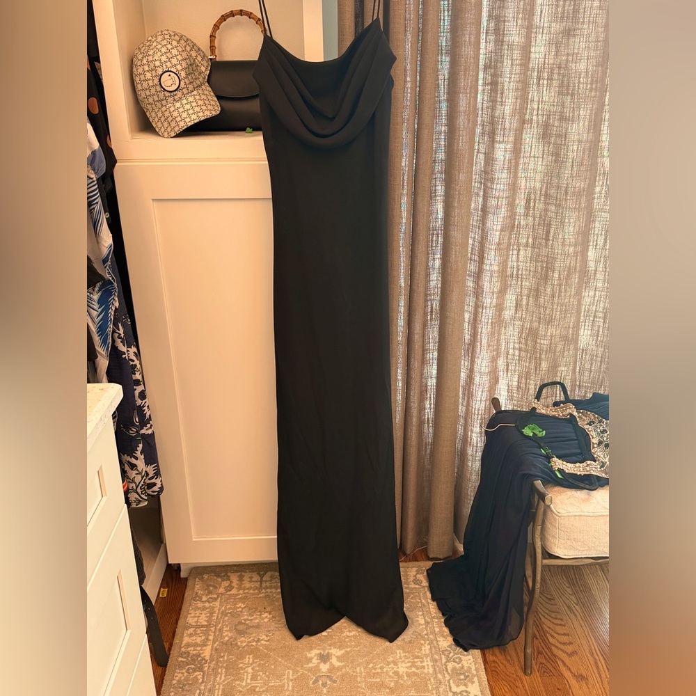 Onyx Nite Black Cowl Neck Sleeveless Gown